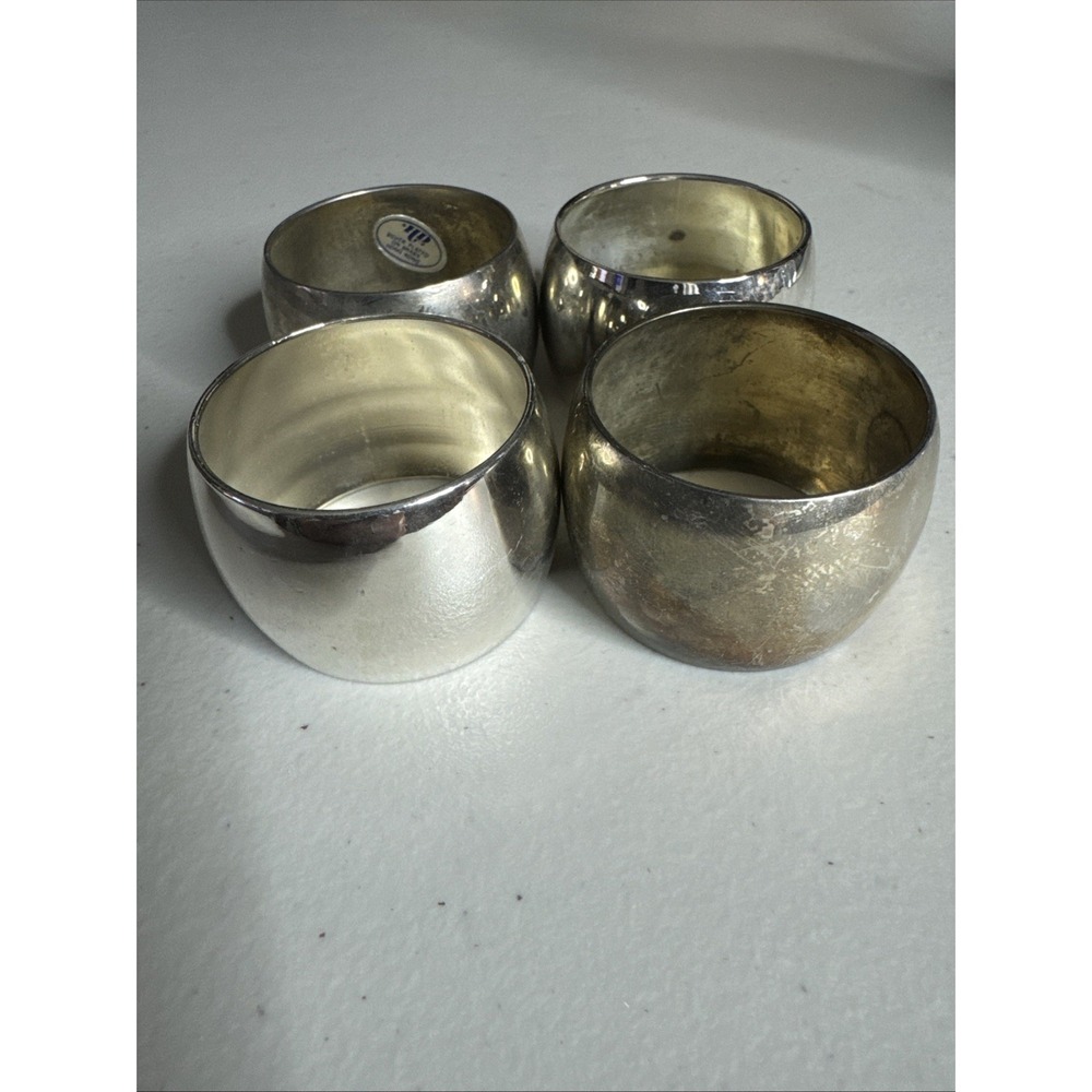 Vintage Silver Plated, Brass Napkin Rings Hong Kong 1.5" HD